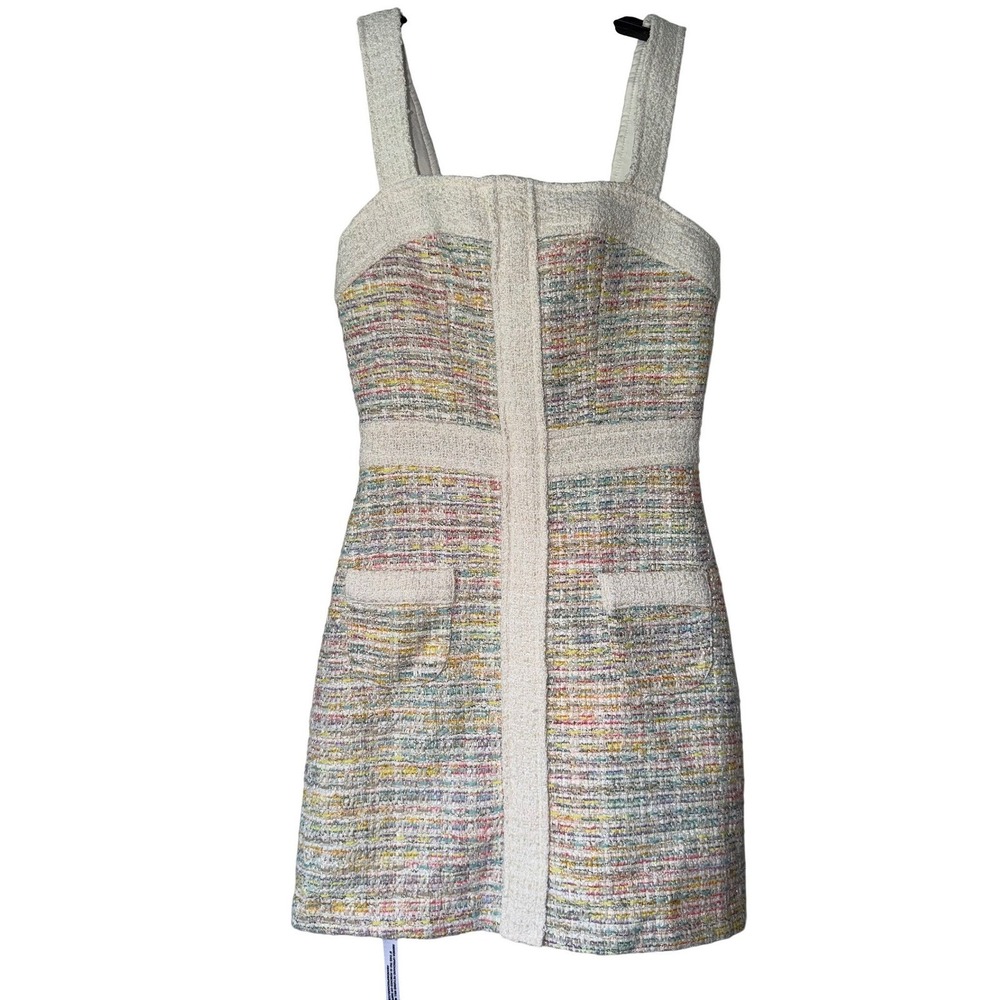 Amanda Uprichard by REVOLVE  XS Multicolor Tweed Mini Dress Sleeveless Square